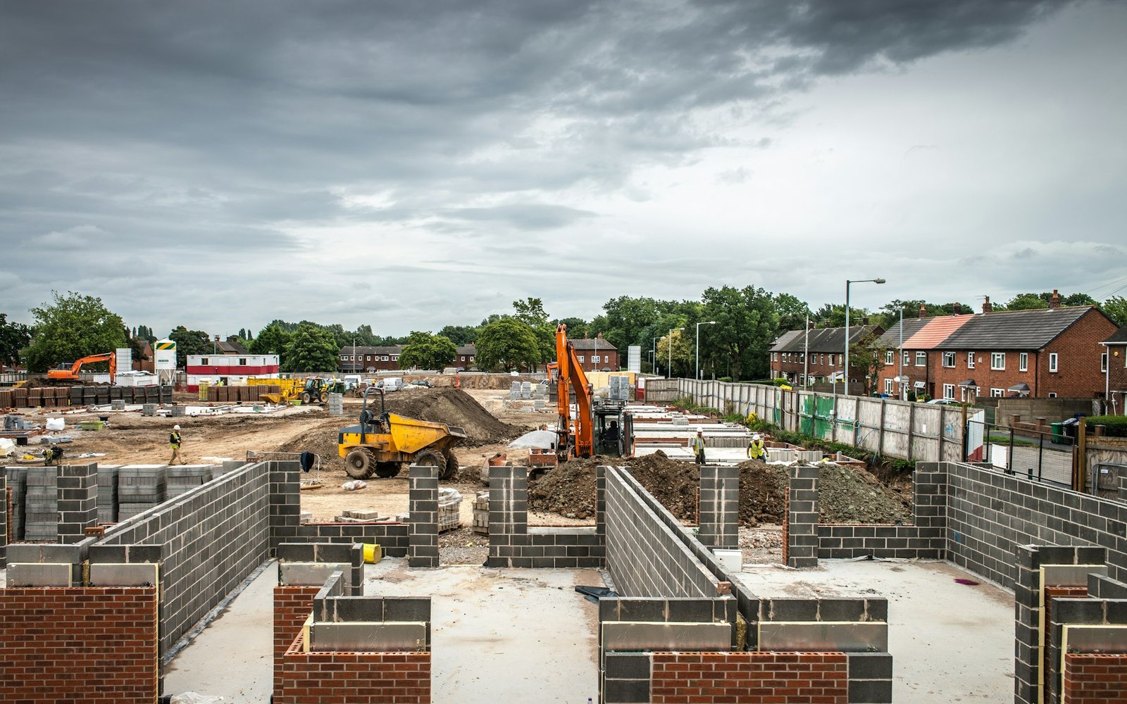 Brick walls on construction site